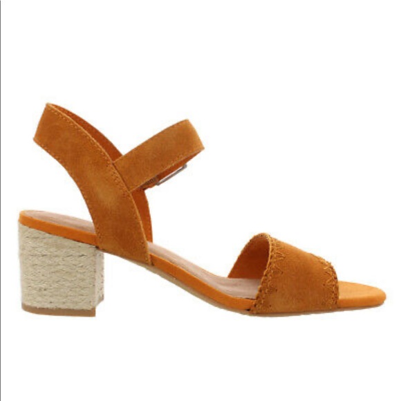 TOMS Orange/Tan Rosa Suede Heels - Picture 3 of 8